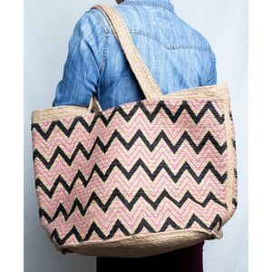 Magid Multi Color Woven Straw Jute Tote Handbag Shoulder Bag